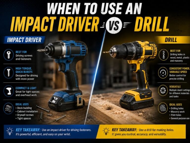 When To Use an Impact Driver VS Drill: Complete Guide